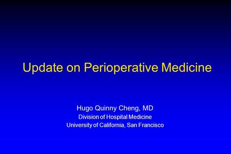 Update on Perioperative Medicine