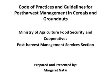 Ministry of Agriculture Food Security and Cooperatives