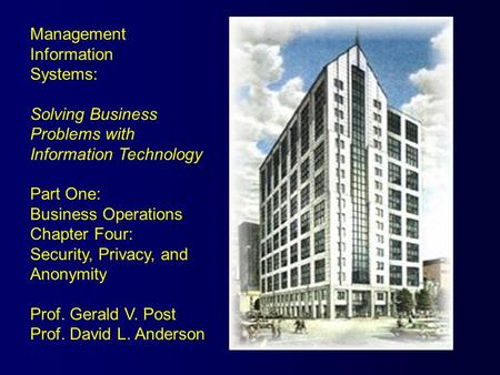 Management Information Systems: Solving Business Problems with