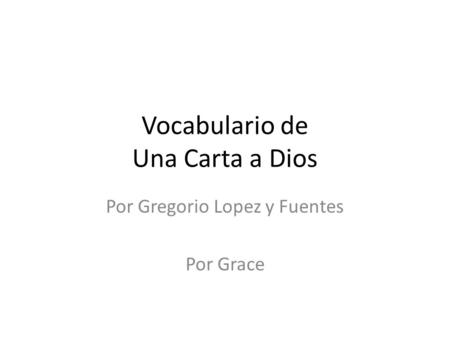 Vocabulario de Una Carta a Dios