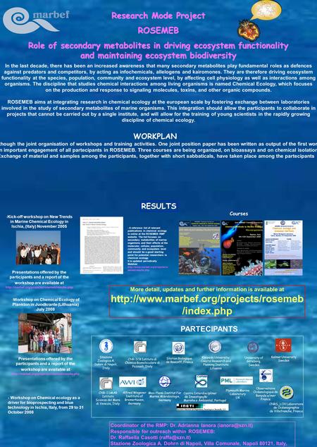 Research Mode Project ROSEMEB Role of secondary metabolites in driving ecosystem functionality and maintaining ecosystem biodiversity In the last decade,