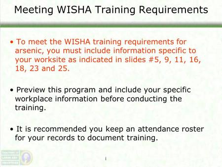 Meeting WISHA Training Requirements