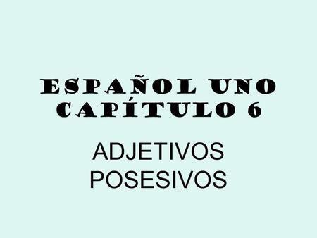 ESPAÑOL UNO CAPÍTULO 6 ADJETIVOS POSESIVOS.