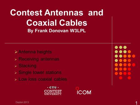 Contest Antennas and Coaxial Cables By Frank Donovan W3LPL