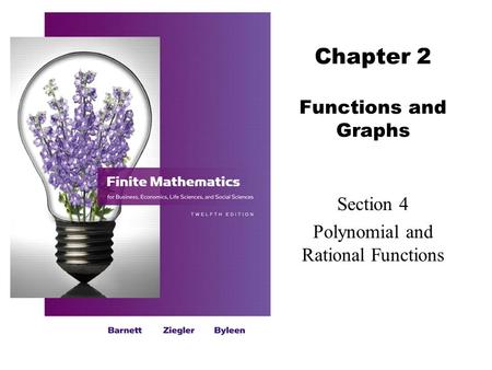 Chapter 2 Functions and Graphs