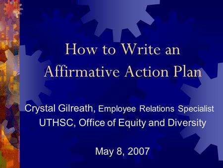 How to Write an Affirmative Action Plan