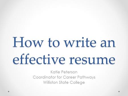 How to write an effective resume