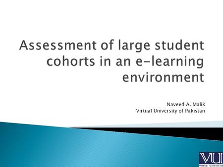 Naveed A. Malik Virtual University of Pakistan.  Background  The problem  Dimensions of the problem  Major issues/conflicting requirements  IT to.