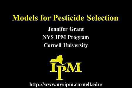 Models for Pesticide Selection