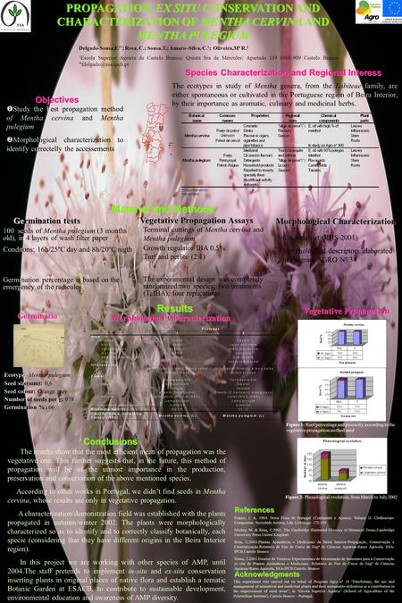 PROPAGATION, EX SITU CONSERVATION AND CHARACTERIZATION OF MENTHA CERVINA AND MENTHA PULEGIUM Delgado-Sousa,F. 1* ; Rosa, C.; Sousa,T.; Amaro–Silva,, C.