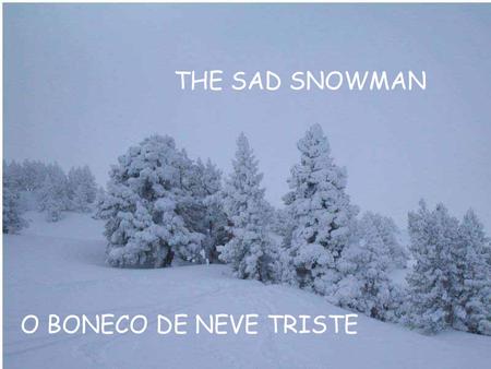 THE SAD SNOWMAN O BONECO DE NEVE TRISTE. Are you happy, Snowman? No, I haven’t got a nose. Estás feliz, Boneco de Neve?