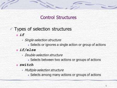 Types of selection structures