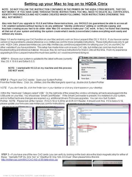 Setting up your Mac to log on to HQDA Citrix