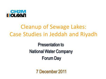 Cleanup of Sewage Lakes: Case Studies in Jeddah and Riyadh.