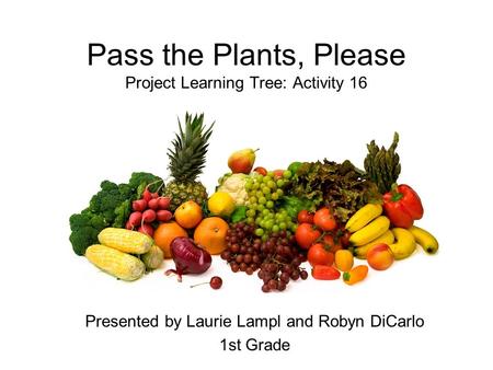 Pass the Plants, Please Project Learning Tree: Activity 16 Presented by Laurie Lampl and Robyn DiCarlo 1st Grade.