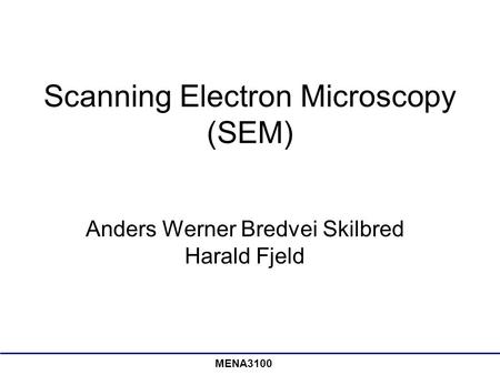 Scanning Electron Microscopy (SEM)