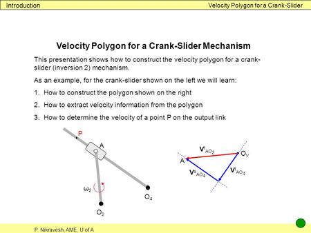 Velocity Polygon for a Crank-Slider Mechanism