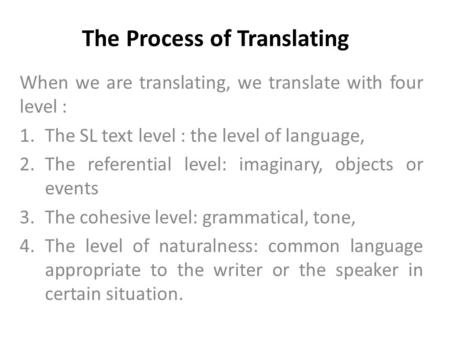 The Process of Translating