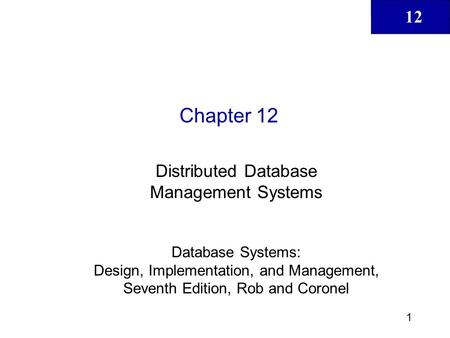 Distributed Database Management Systems