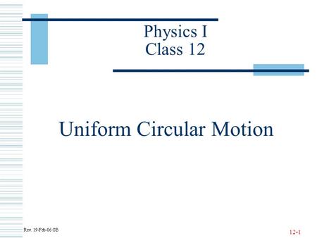 Uniform Circular Motion