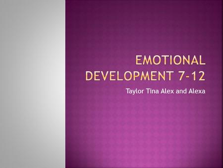 Taylor Tina Alex and Alexa.  Shapes how they see their self  10: see themselves highly skilled or not  11/12: use personal qualities define themselves.