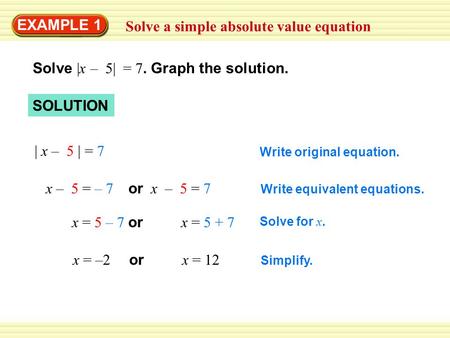 Solve a simple absolute value equation