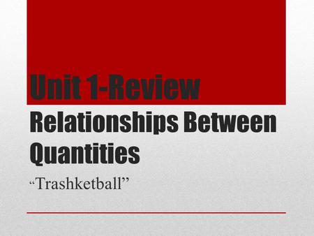 Unit 1-Review Relationships Between Quantities