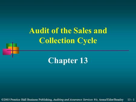 Audit of the Sales and Collection Cycle