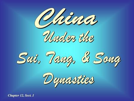 Chapter 12, Sect. 1. Between 200 and 300 AD the great Han Dynasty collapses Huns & other nomadic invaders take over large sections of Central Asia No.