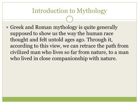 Introduction to Mythology