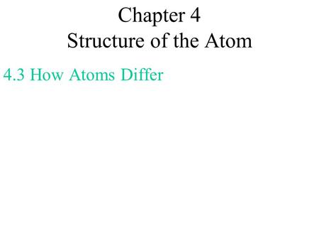 Chapter 4 Structure of the Atom