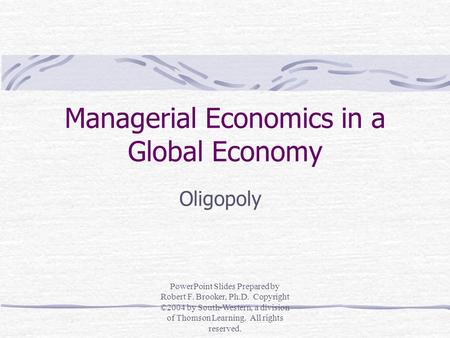 Managerial Economics in a Global Economy