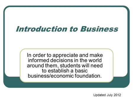 Introduction to Business