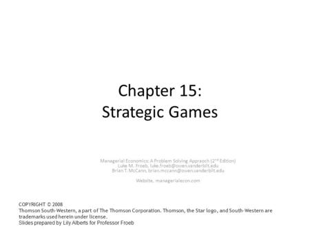 Chapter 15: Strategic Games