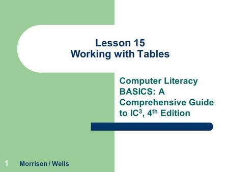 Lesson 15 Working with Tables