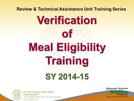 Dr. John D. Barge, State School Superintendent “Making Education Work for All Georgians” www.gadoe.org Dr. John D. Barge, State School Superintendent.