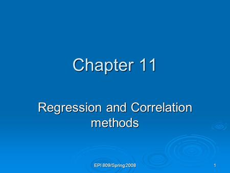 Regression and Correlation methods