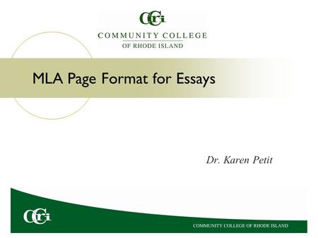 MLA Page Format for Essays