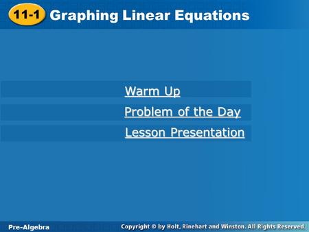 Graphing Linear Equations