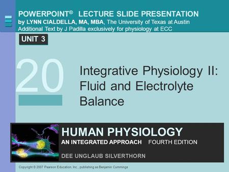 Integrative Physiology II: Fluid and Electrolyte Balance