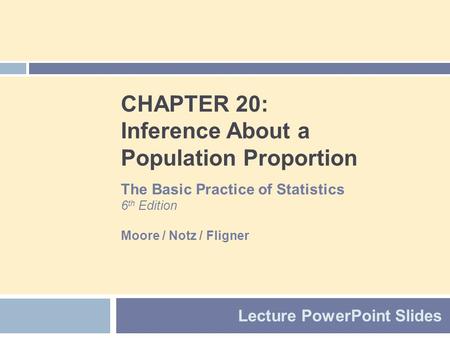 CHAPTER 20: Inference About a Population Proportion