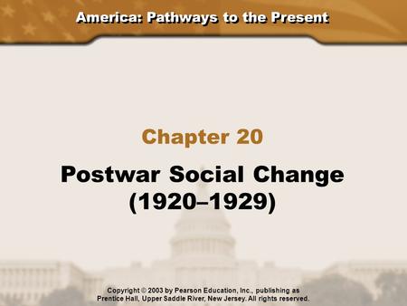 Postwar Social Change (1920–1929) Chapter 20