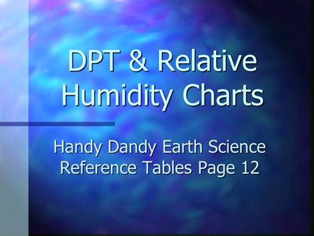 DPT & Relative Humidity Charts