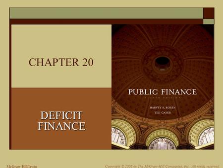 McGraw-Hill/Irwin Copyright © 2008 by The McGraw-Hill Companies, Inc. All rights reserved. CHAPTER 20 DEFICIT FINANCE.