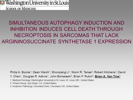 SIMULTANEOUS AUTOPHAGY INDUCTION AND INHIBITION INDUCES CELL DEATH THROUGH NECROPTOSIS IN SARCOMAS THAT LACK ARGININOSUCCINATE SYNTHETASE 1 EXPRESSION.