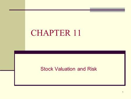 Stock Valuation and Risk