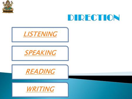 DIRECTION LISTENING SPEAKING READING WRITING.