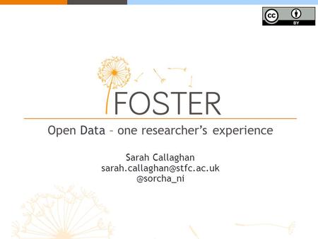 Open Data – one researcher’s experience Sarah