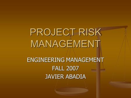 PROJECT RISK MANAGEMENT