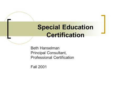 Special Education Certification